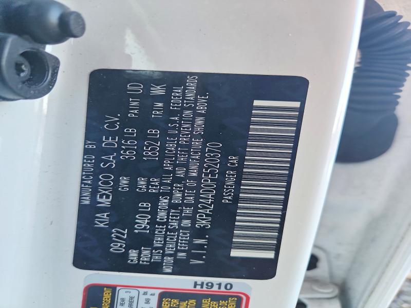 59909436 :رقم المزاد ، 3KPA24AD0PE520370 vin ، 2023 Kia Rio مزاد بيع