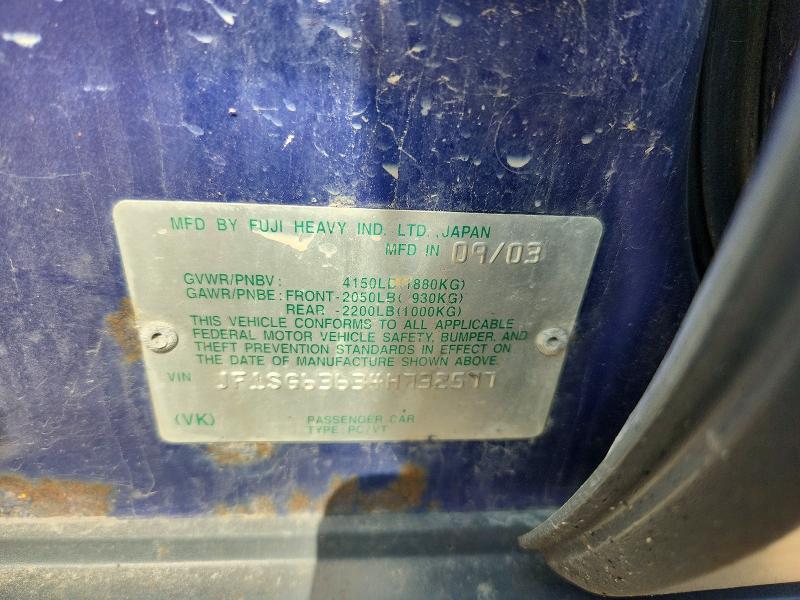 Aukcja sprzedaży 2004 Subaru Forester, vin: JF1SG63634H732577, numer aukcji: 60818636