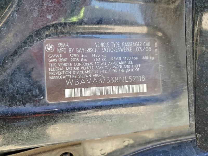 Aukcja sprzedaży 2008 Bmw 328, vin: WBAVA37538NL52118, numer aukcji: 63397056