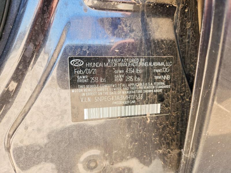 2021 Hyundai Sonata მანქანა იყიდება აუქციონზე, vin: 5NPEG4JA3MH117533, აუქციონის ნომერი: 62127306