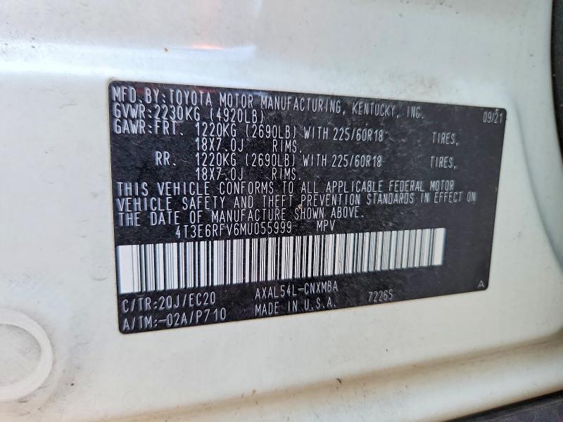 Продажа на аукционе авто 2021 Toyota Rav4, vin: 4T3E6RFV6MU055999, номер лота: 63519326