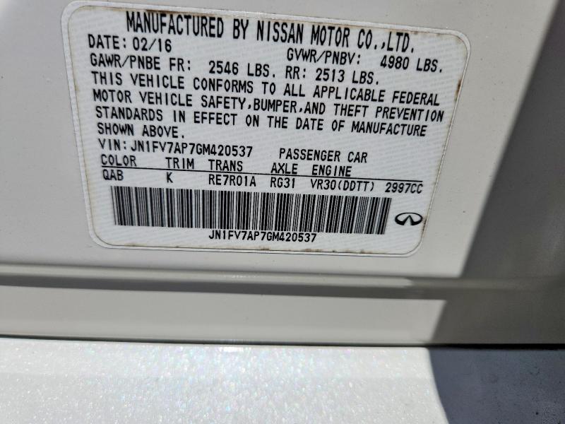 Продажа на аукционе авто 2016 Infiniti Q50, vin: JN1FV7AP7GM420537, номер лота: 60691896
