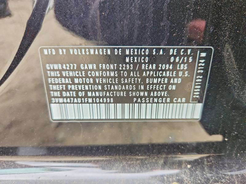61109776 :رقم المزاد ، 3VW447AU1FM104998 vin ، 2015 Volkswagen Gti مزاد بيع