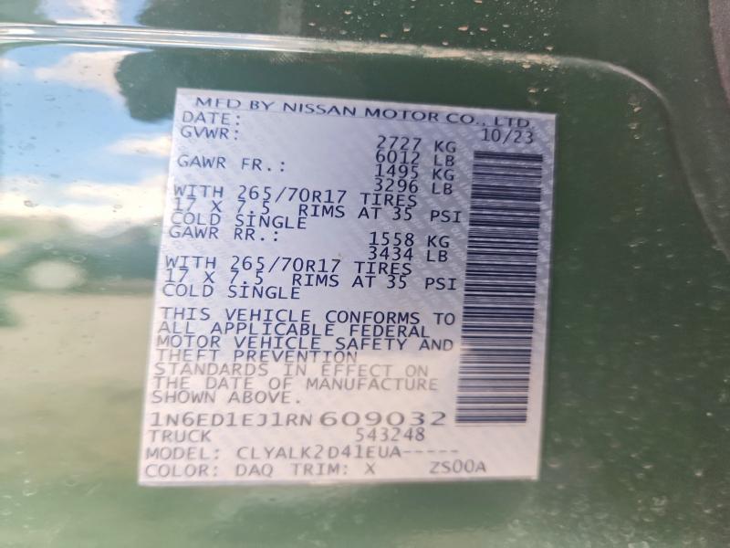 Продаж на аукціоні авто 2024 Nissan Frontier, vin: 1N6ED1EJ1RN609032, номер лоту: 61995166