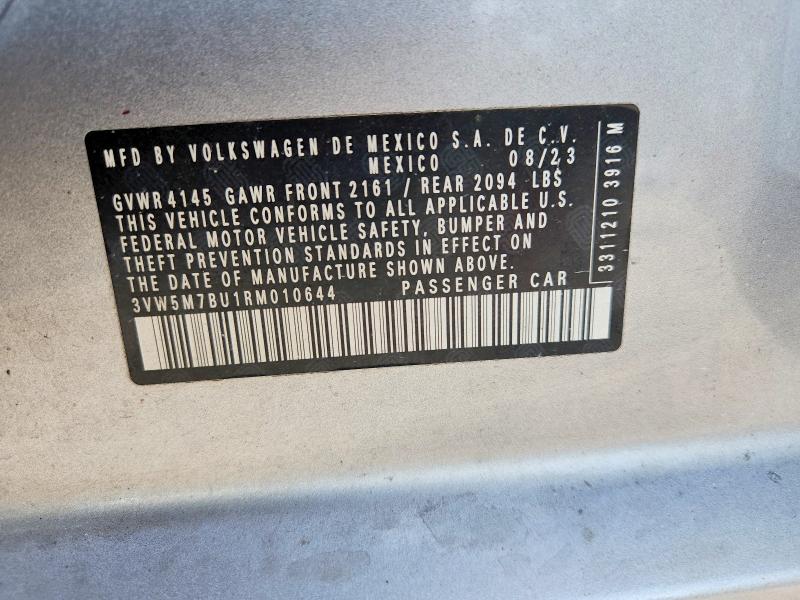 2024 Volkswagen Jetta მანქანა იყიდება აუქციონზე, vin: 3VW5M7BU1RM010644, აუქციონის ნომერი: 61774996