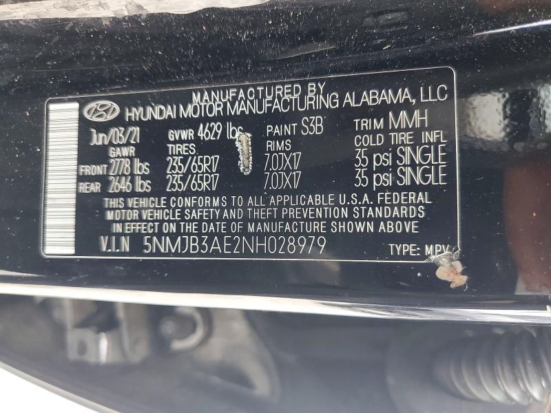 60761446 :رقم المزاد ، 5NMJB3AE2NH028979 vin ، 2022 Hyundai Tucson مزاد بيع