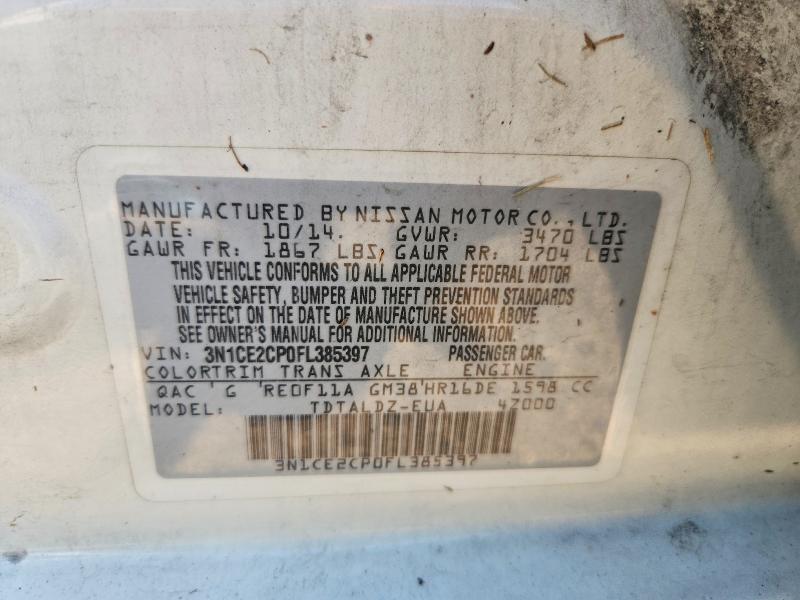 2015 Nissan Versa Note მანქანა იყიდება აუქციონზე, vin: 3N1CE2CP0FL385397, აუქციონის ნომერი: 60176676