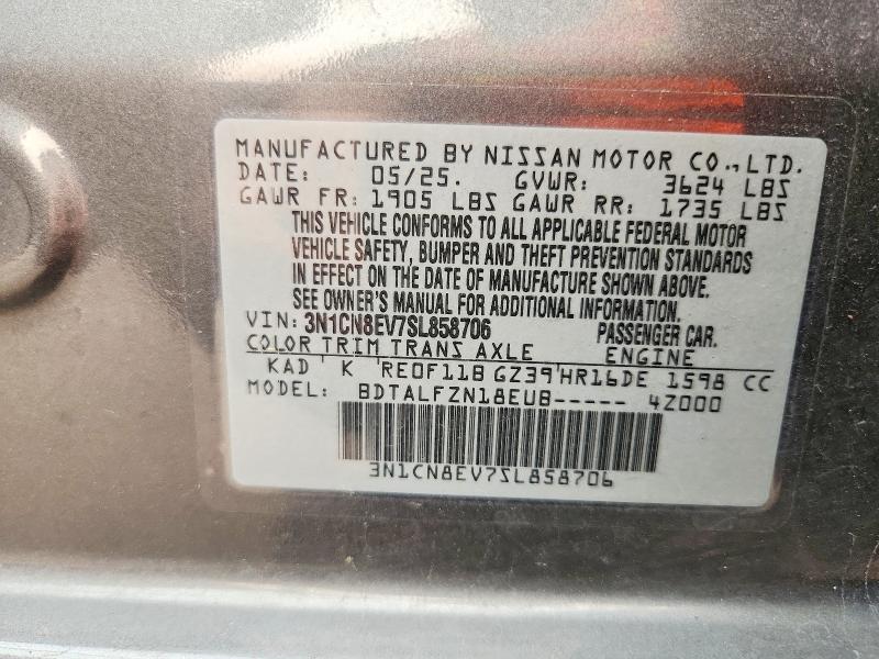 Aukcja sprzedaży 2025 Nissan Versa, vin: 3N1CN8EV7SL858706, numer aukcji: 61125006