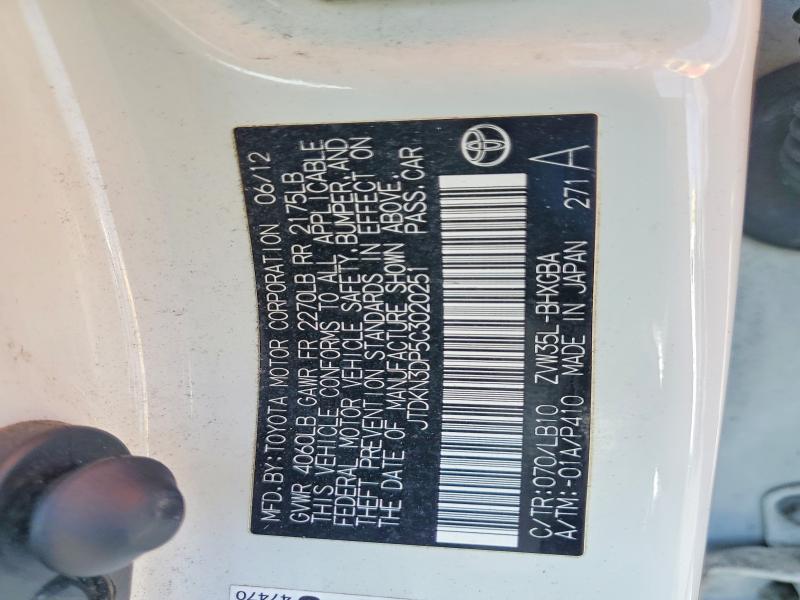 Aukcja sprzedaży 2012 Toyota Prius Plug-in Hybrid, vin: JTDKN3DP5C3020251, numer aukcji: 60994706