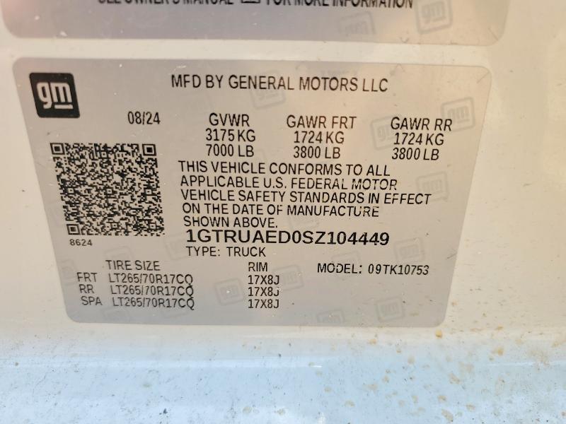 59007256 :رقم المزاد ، 1GTRUAED0SZ104449 vin ، 2025 Gmc Sierra مزاد بيع