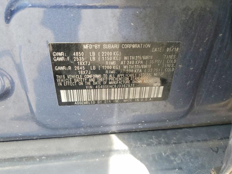 60158186 :رقم المزاد ، 4S4BSENC8J3367971 vin ، 2018 Subaru Outback مزاد بيع