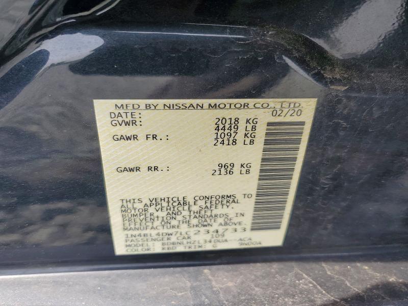 Aukcja sprzedaży 2020 Nissan Altima, vin: 1N4BL4DW7LC234733, numer aukcji: 61678586
