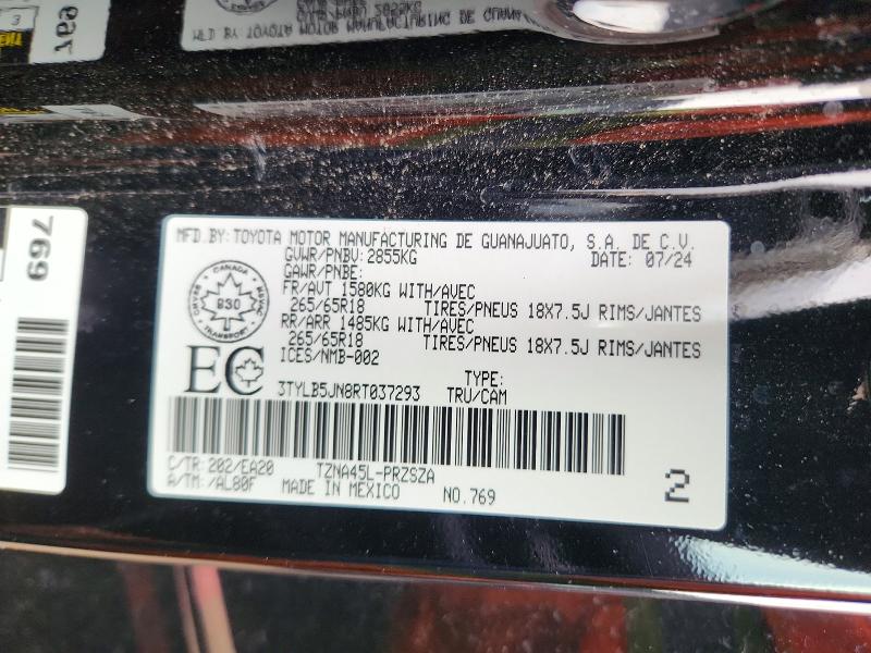 2024 Toyota Tacoma მანქანა იყიდება აუქციონზე, vin: 3TYLB5JN8RT037293, აუქციონის ნომერი: 60462776