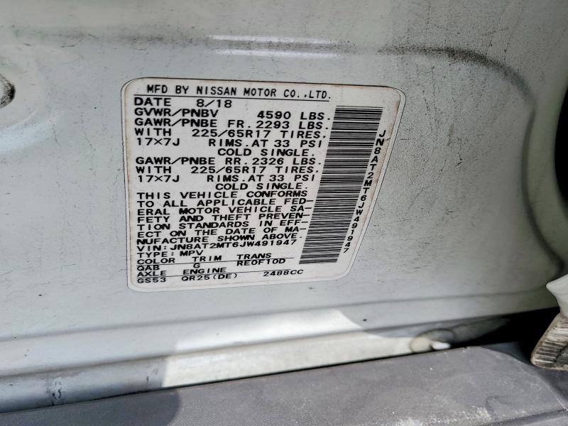 Продажа на аукционе авто 2018 Nissan Rogue, vin: JN8AT2MT6JW491947, номер лота: 58978296