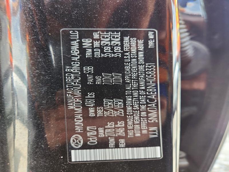 2022 Hyundai Tucson მანქანა იყიდება აუქციონზე, vin: 5NMJACAE8NH058331, აუქციონის ნომერი: 59322126