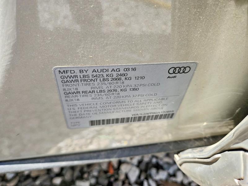 61085206 :رقم المزاد ، WA1L2AFP8GA120855 vin ، 2016 Audi Q5 مزاد بيع