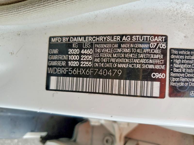 60397396 :رقم المزاد ، WDBRF56HX6F740479 vin ، 2006 Mercedes-benz C مزاد بيع