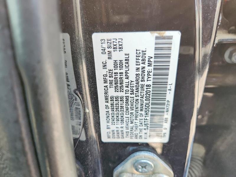 Продажа на аукционе авто 2013 Honda Crosstour, vin: 5J6TF1H55DL002018, номер лота: 60021076