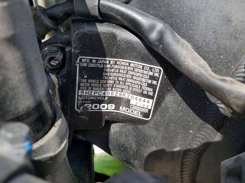 Продажа на аукционе авто 2009 Honda Cbr600, vin: JH2PC40029K204644, номер лота: 59693096