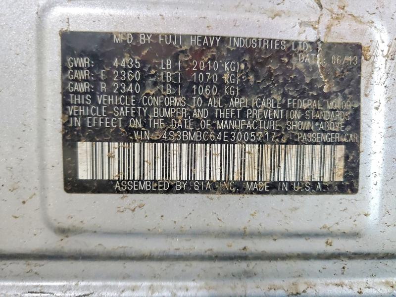 2014 Subaru Legacy მანქანა იყიდება აუქციონზე, vin: 4S3BMBC64E3005717, აუქციონის ნომერი: 60367576