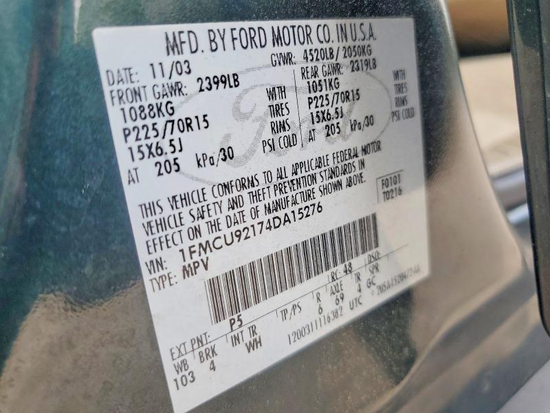 61758366 :رقم المزاد ، 1FMCU92174DA15276 vin ، 2004 Ford Escape مزاد بيع