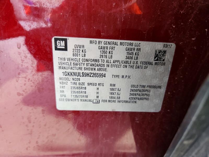 Продажа на аукционе авто 2017 Gmc Acadia, vin: 1GKKNULS9HZ265994, номер лота: 62032636