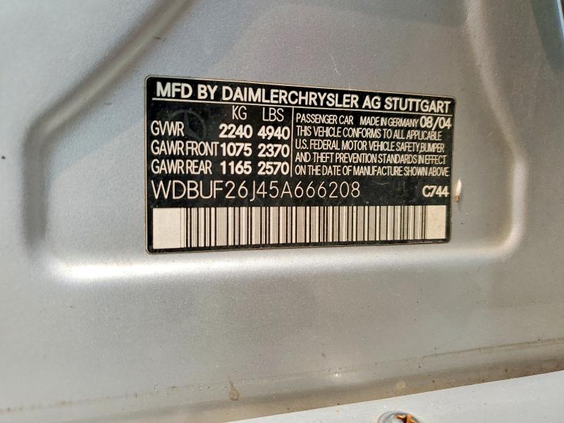 Продажа на аукционе авто 2005 Mercedes-benz E, vin: WDBUF26J45A666208, номер лота: 61161736