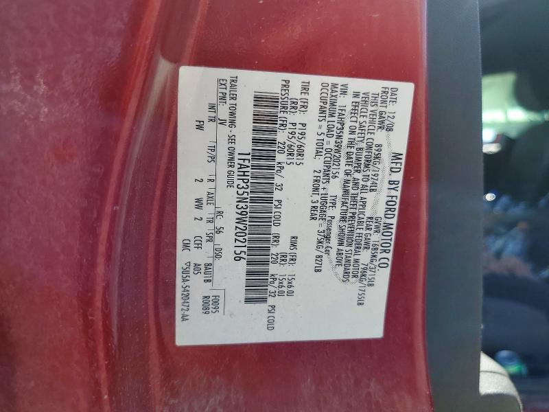 Aukcja sprzedaży 2009 Ford Focus, vin: 1FAHP35N39W202156, numer aukcji: 60512136
