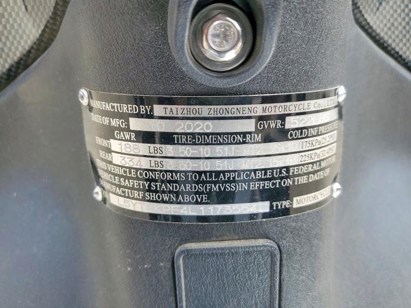 61735266 :رقم المزاد ، L5YTCKPF4L1173554 vin ، 2020 Znen Scooter مزاد بيع