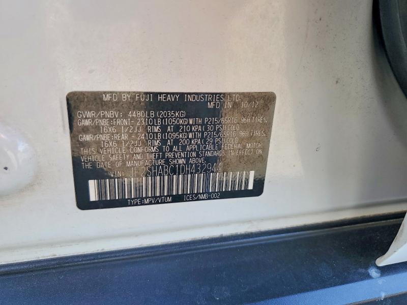 Продаж на аукціоні авто 2013 Subaru Forester, vin: JF2SHABC1DH432944, номер лоту: 60527176
