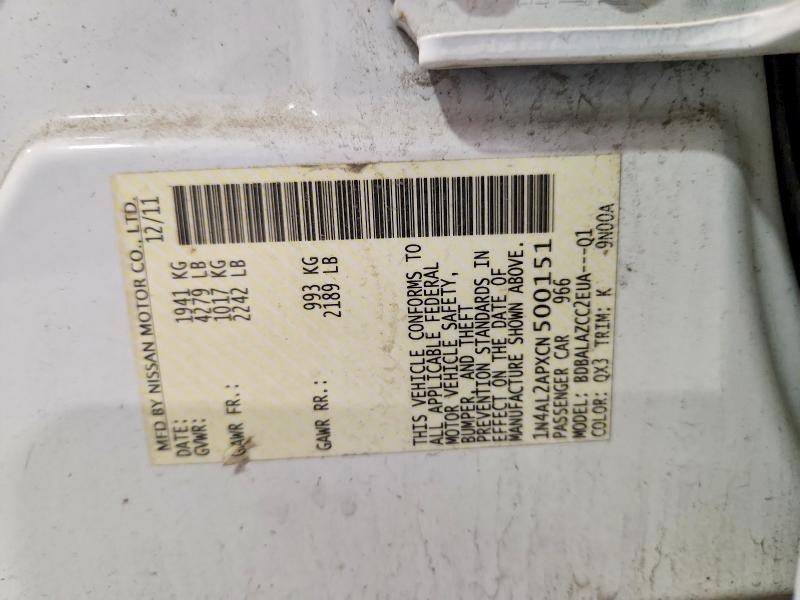 Auction sale of the 2012 Nissan Altima, vin: 1N4AL2APXCN500151, lot number: 60403146