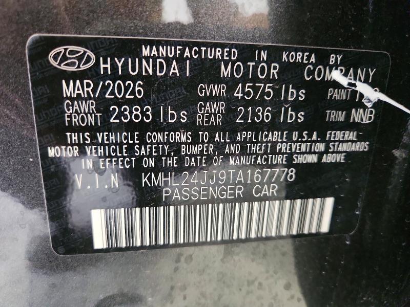 Продажа на аукционе авто 2026 Hyundai Sonata Hybrid, vin: KMHL24JJ9TA167778, номер лота: 63003796