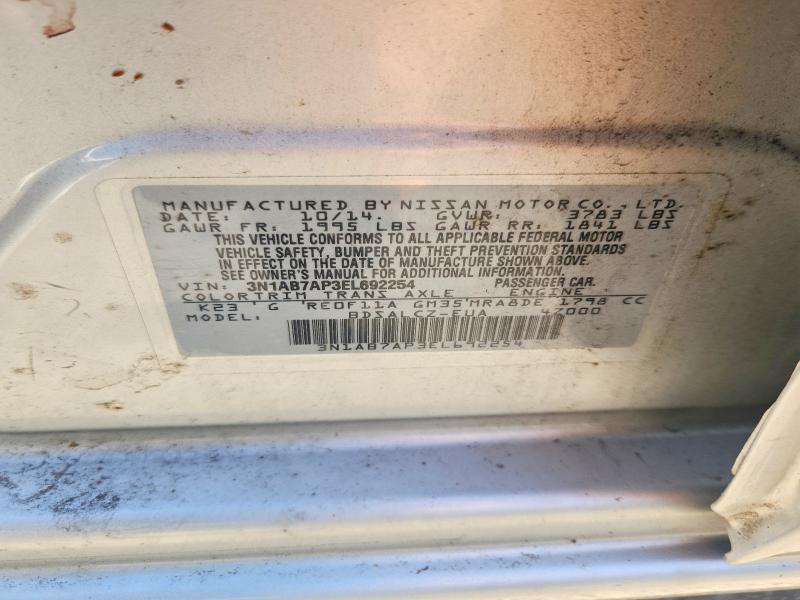 62417636 :رقم المزاد ، 3N1AB7AP3EL692254 vin ، 2014 Nissan Sentra مزاد بيع