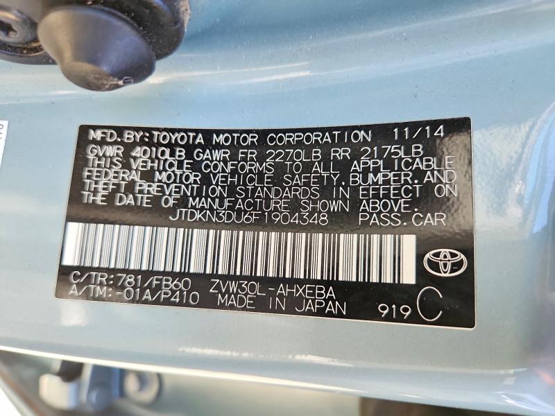 Aukcja sprzedaży 2015 Toyota Prius, vin: JTDKN3DU6F1904348, numer aukcji: 59893256