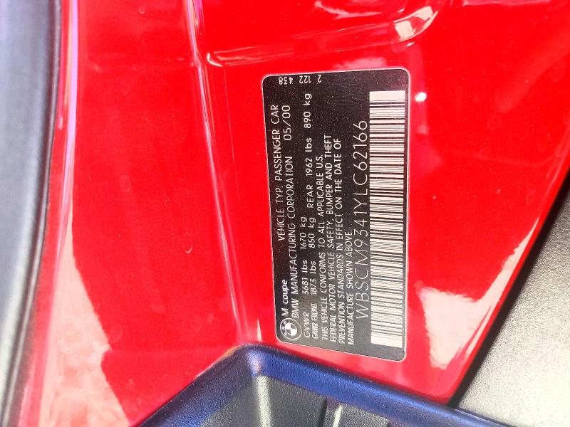 61903736 :رقم المزاد ، WBSCM9341YLC62166 vin ، 2000 Bmw M مزاد بيع