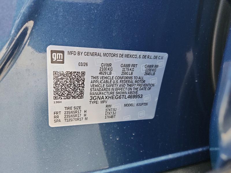 Aukcja sprzedaży 2026 Chevrolet Equinox, vin: 3GNAXHEG6TL469953, numer aukcji: 59348916
