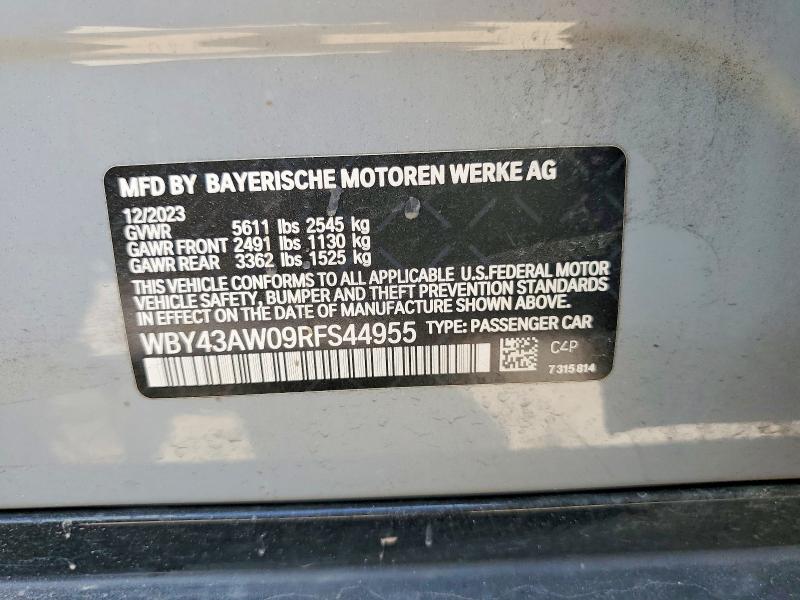 Aukcja sprzedaży 2024 Bmw I4, vin: WBY43AW09RFS44955, numer aukcji: 62750926