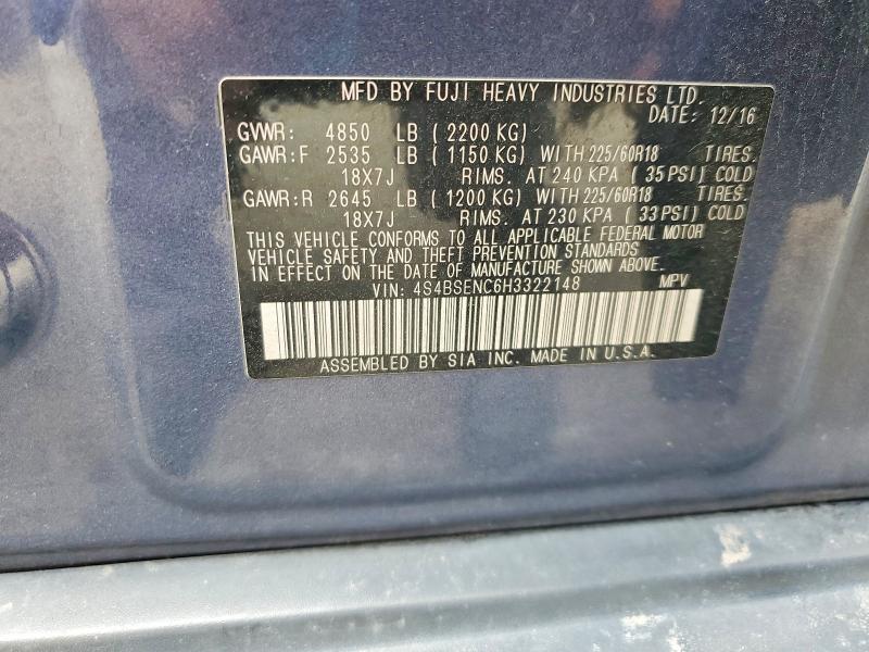 Aukcja sprzedaży 2017 Subaru Outback, vin: 4S4BSENC6H3322148, numer aukcji: 62462366