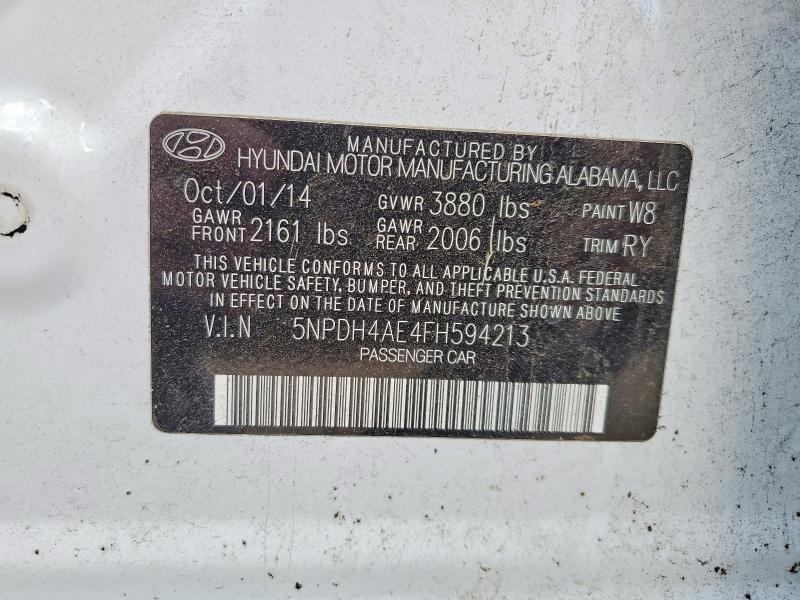 2015 Hyundai Elantra მანქანა იყიდება აუქციონზე, vin: 5NPDH4AE4FH594213, აუქციონის ნომერი: 63377676