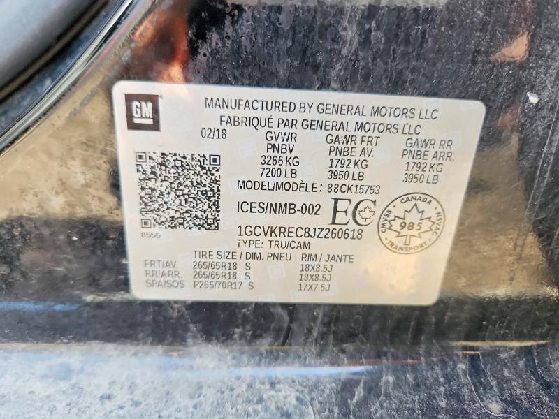Продаж на аукціоні авто 2018 Chevrolet Silverado, vin: 1GCVKREC8JZ260618, номер лоту: 58916166