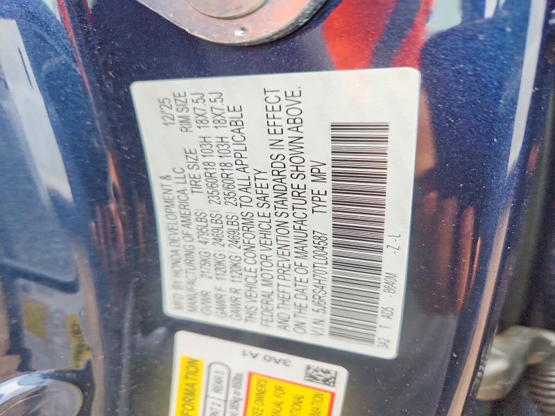 62456066 :رقم المزاد ، 5J6RS4H70TL004587 vin ، 2026 Honda Cr-v مزاد بيع