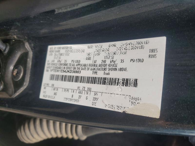 61594366 :رقم المزاد ، 1FTEW1E54JKD36903 vin ، 2018 Ford F150 مزاد بيع