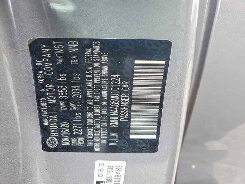 59244626 :رقم المزاد ، KMHLN4AG5MU101224 vin ، 2021 Hyundai Elantra مزاد بيع