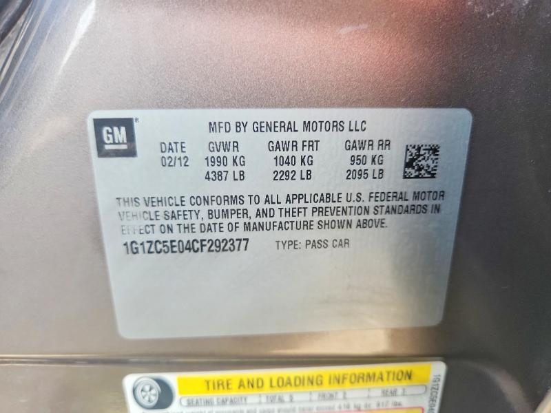 Продаж на аукціоні авто 2012 Chevrolet Malibu, vin: 1G1ZC5E04CF292377, номер лоту: 85458135