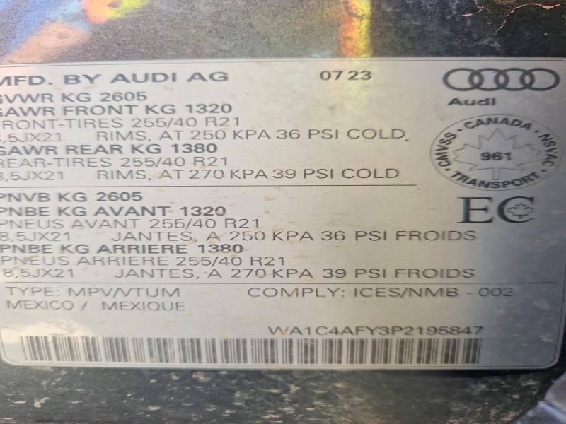 Aukcja sprzedaży 2023 Audi Sq5, vin: WA1C4AFY3P2195847, numer aukcji: 60017086
