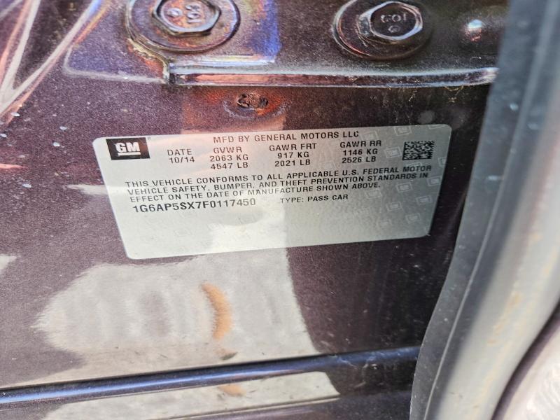 Продаж на аукціоні авто 2015 Cadillac Cts, vin: 1G6AP5SX7F0117450, номер лоту: 61014666