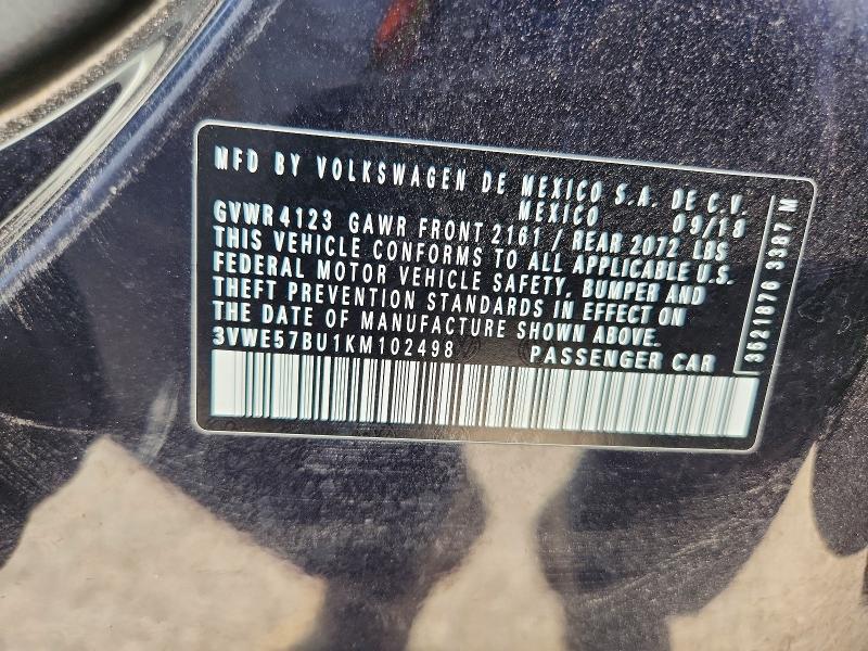 Продаж на аукціоні авто 2019 Volkswagen Jetta, vin: 3VWE57BU1KM102498, номер лоту: 60674106