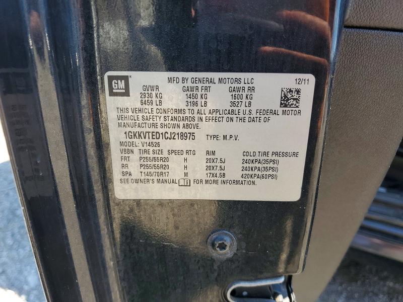 Aukcja sprzedaży 2012 Gmc Acadia, vin: 1GKKVTED1CJ218975, numer aukcji: 60163746