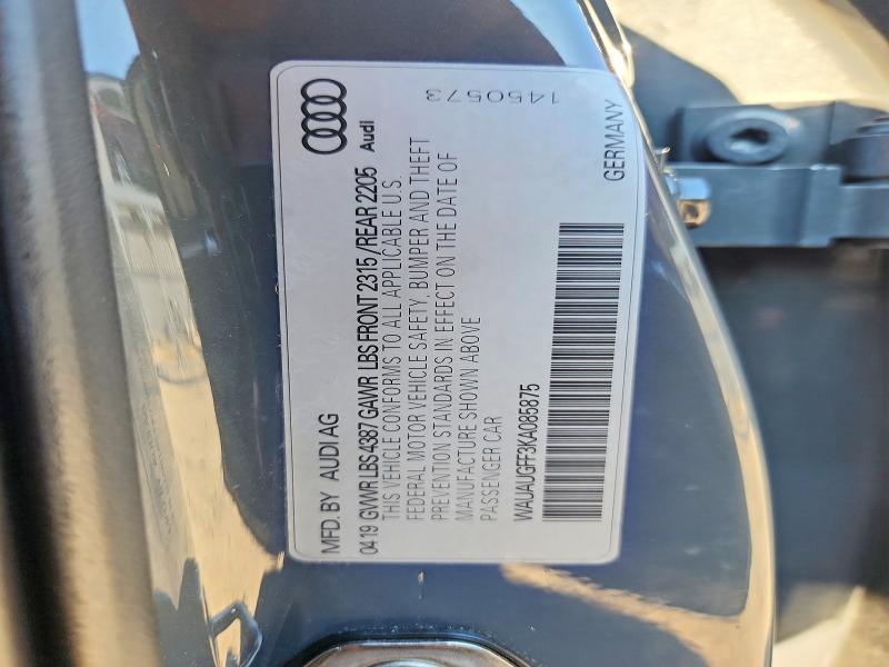60893976 :رقم المزاد ، WAUAUGFF3KA085875 vin ، 2019 Audi A3 مزاد بيع