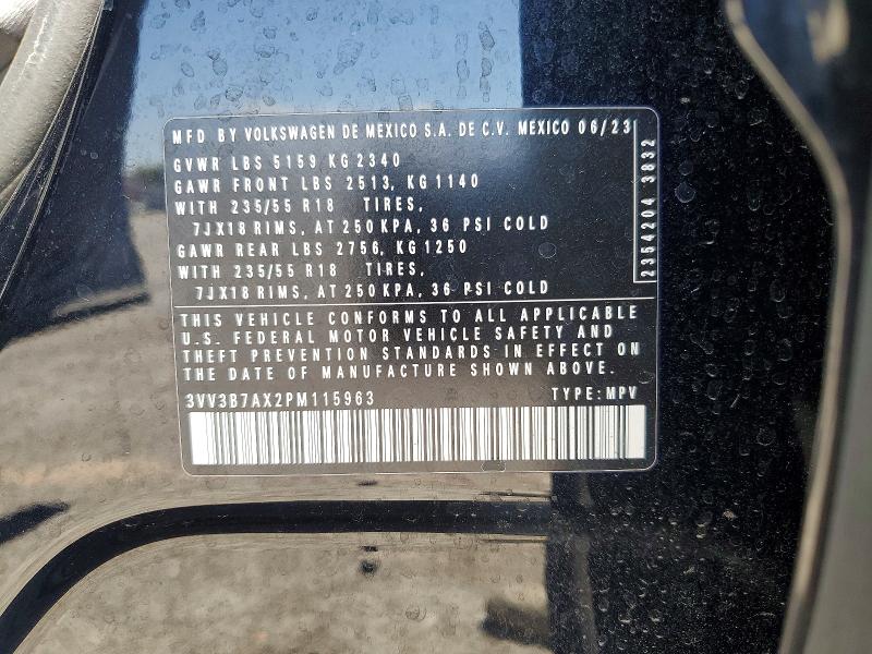 Aukcja sprzedaży 2023 Volkswagen Tiguan, vin: 3VV3B7AX2PM115963, numer aukcji: 62345936
